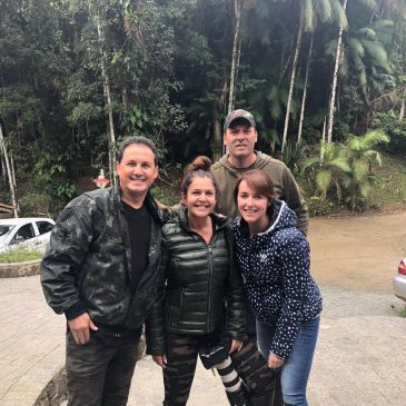 August 18 and 19, 2018. Showing the birds of the Trilha dos Tucanos to friends Marina Berti, Gláucia Mattos and Carlos Adilson.